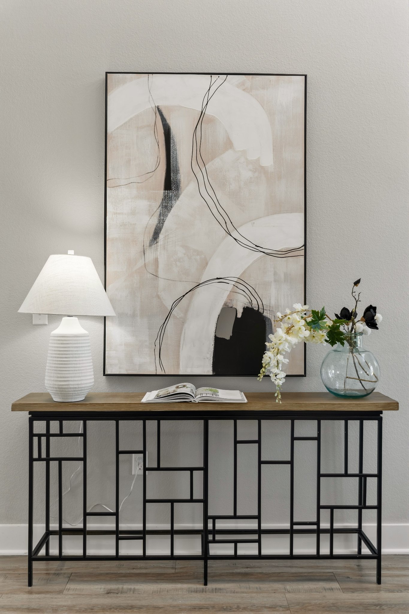 Entry console — art and lamp