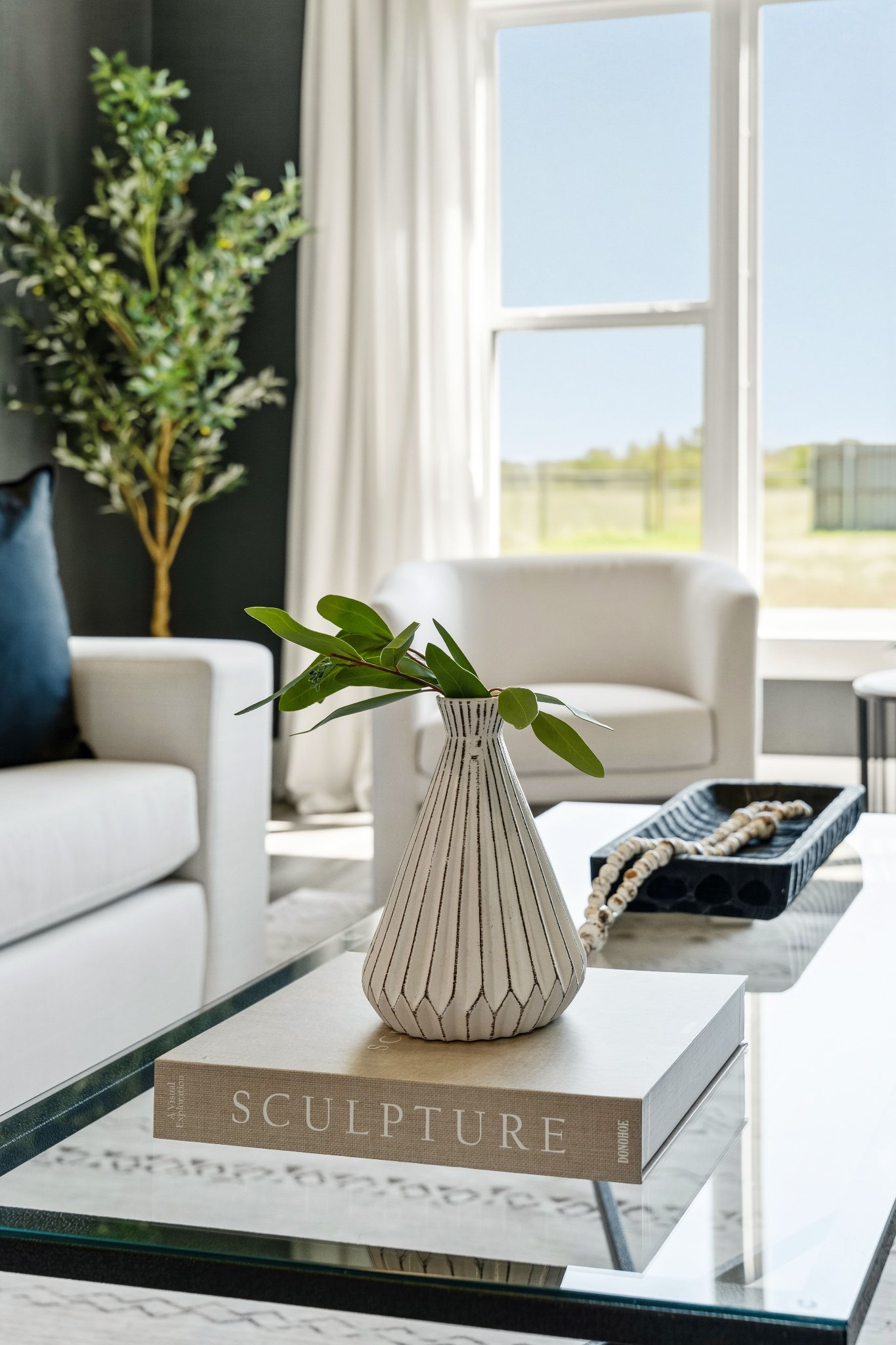 Expertly staged living room detail