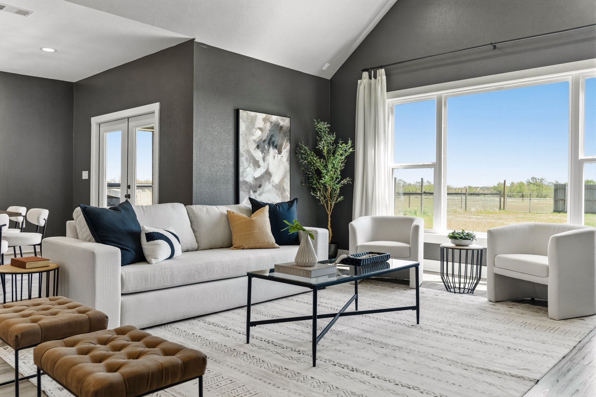 Staged living room full view
