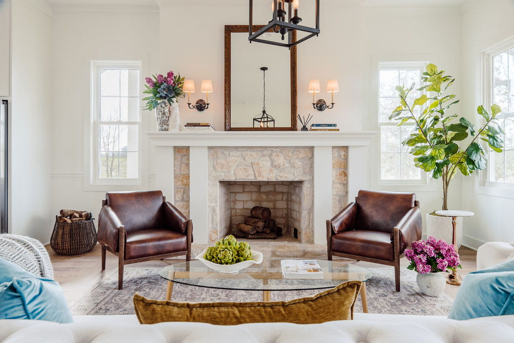 Living room — full staging view